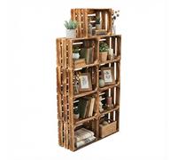 teramico Lot de 9 caisses en Bois Vintage - 40 x 30 x 25 cm - Flammées - Caisses à vin et à Fruits - sans Fond