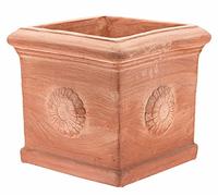 teramico Pot de Fleurs Cubo Con Rosone fabriqué à la Main en Terre Cuite d'origine résistant au Gel (25 cm)