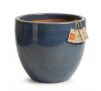 teramico Pot de Fleurs de qualité supérieure en céramique émaillée, 100% résistant au Gel et Fait à la Main, bac à Fleurs avec Trou (Gris Antique, 38cm x 31cm)