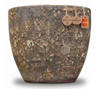 teramico Pot de Fleurs de qualité supérieure en céramique émaillée, 100% résistant au Gel et Fait à la Main, bac à Fleurs avec Trou (Marron Lave, 38cm x 31cm)