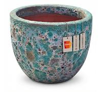 teramico Pot de Fleurs de qualité supérieure en céramique émaillée, 100% résistant au Gel et Fait à la Main, bac à Fleurs avec Trou (Vert Lave, 38cm x 31cm)