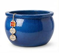Teramico Pot de fleurs en grès fait à la main - En céramique résistante au gel - Avec trou de drainage - Dimensions du pot résistant aux intempéries - Idéal pour l'intérieur et l'extérieur - Bleu roi