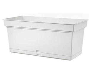 Teraplast Aqua Dimensions 99,0 cm x 47,0 cm x 43,5 cm - Jardinière d'extérieur en Plastique Mat, Couleur Blanche, 100% Recyclable avec réserve d'eau. Vase rectangulaire pour l'extérieur.