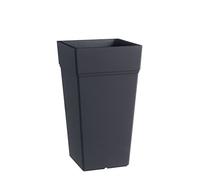 Teraplast Stalk Hauteur 65 cm - Vase Haut d'extérieur et intérieur en Plastique Mat, Couleur Anthracite, 100% Recyclable avec réserve d'eau - Grand Pot à Base Circulaire.