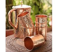 Terashopee Pichet à eau ayurvédique en cuivre - Lot de 6 verres à eau et 1 carafe - Capacité 1,6 l