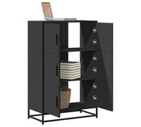 Teravane Buffet noir de qualité supérieure - 68 x 35 x 106,5 cm - En bois et métal - Avec 3 compartiments - Poignées pratiques - Convient comme commode, buffet ou buffet pour les espaces de vie