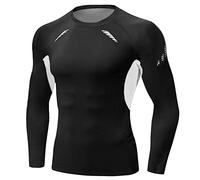 Terecey Kompressionsshirt Herren Langarm Funktionsshirt Schnelltrocknendes und Atmungsaktiv Kompressions Oberteil Laufshirt Herren zum Training Laufen Radfahren Gym Basic Schwarz mit Grau XXL