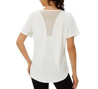 Terecey T-Shirt Sport Femme Manches Courtes avec Dos en Mesh Respirant Haut de Fitness Séchage Rapide pour Entraînement Running Extérieur et Maison