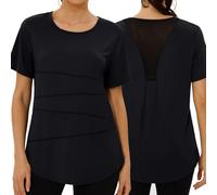 Terecey T-Shirt Sport Femme Manches Courtes avec Dos en Mesh Respirant Haut de Fitness Séchage Rapide pour Entraînement Running Extérieur et Maison