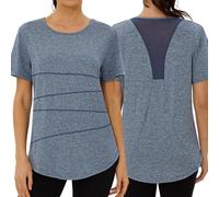 Terecey T-Shirt Sport Femme Manches Courtes avec Dos en Mesh Respirant Haut de Fitness Séchage Rapide pour Entraînement Running Extérieur et Maison