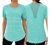 Terecey T-Shirts de Sport Femme à Manches Courtes Tee Shirt Séchage Rapide Entraînement Haut Doux et Confortable Top Col Rond pour Yoga Jogging