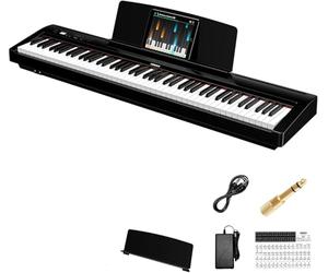 TERENCE Piano Numérique 88 Touches Clavier Graded-Hammer 50W Haut-parleurs HiFi Doubles Enregistrement Vidéo Mobile Bluetooth MIDI Prise en Charge des Casques et des Haut-parleurs