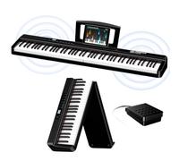TERENCE Pliable Piano Numérique 88 touches avec Haut parleur 2x25W Batterie de 2000mAh lestées Pédale de Sustain interface MIDI avec support de partitions Bluetooth Sacs pour Piano Câble audio Casque