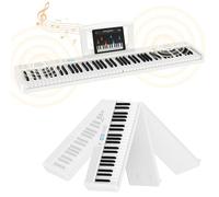 TERENCE Pliable Piano Numérique 88 touches avec Haut parleur 2x5W Batterie de 1800mAh lestées Pédale de Sustain interface MIDI avec support de partitions Bluetooth Sacs pour Piano Câble audio Blanc