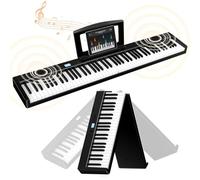 TERENCE Pliable Piano Numérique 88 touches avec Haut parleur 2x5W Batterie de 1800mAh lestées Pédale de Sustain interface MIDI avec support de partitions Bluetooth Sacs pour Piano Câble audio Casque