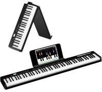 TERENCE Pliable Piano Numérique avec 88 Touches semi-lestées et Batterie de 1800mAh et interface USB MIDI avec support de partitions Bluetooth Sacs pour Clavier Câble audio Casque Pédale de sustain