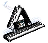 TERENCE V70 Piano numérique pliable 88 touches lourdes Piano électrique avec 4 haut-parleurs 20W*2+5W*2 Clavier piano avec Bluetooth Casque inclus -préparation aux examens de piano,noir