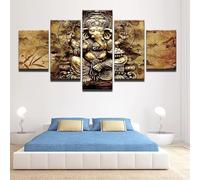 TERERGTS Hindou God Ganesha Elephant Trunk Impressions sur toile Peinture Art mural Décoration d'intérieur 5 pièces