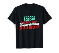 Teresa : Parce Que Les Super-héros Ont Besoin d'un Acolyte, nom drôle de Teresa T-Shirt Graphique avec Valeur, Homme, Noir, L