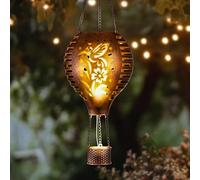 TERESA'S COLLECTIONS Décoration de jardin en forme de colibri en cuivre - Lanterne solaire à LED à suspendre pour balcon et arbre - Cadeau pour femme - 45 cm