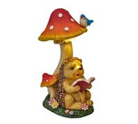 TERESA'S COLLECTIONS Decoration Jardin Exterieur Hérisson et Champignon,Figurine d'animaux avec Lampe Solaire, Décor d'art Original,17.5cm,Cadeau Femme (M)