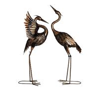 TERESA'S COLLECTIONS Lot de 2 Statues de Jardin en Laiton et métal - 63,5 à 66 cm - Décoration de pelouse pour Jardin, Porche, terrasse, héron, leurre d'oiseau - Cadeau pour Maman