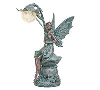 TERESA'S COLLECTIONS Sculptures et Statues de fées pour décoration de Jardin, décoration de Cour, Statues de fées solaires de Jardin et Figurines extérieures, Bronze patiné 35 cm