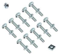 TERF® Lot de 10 boulons de toiture M6 x 160 mm avec écrou carré M6 (6 mm) x 160 mm Tête de champignon fendue en croix avec écrou carré