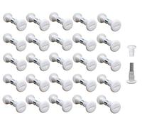 TERF® Lot de 20 boulons de fixation M6 (6 mm) filetés en acier pour meubles d'épaisseur 27 mm à 32 mm, Quincaillerie de Meuble, Blanc