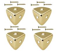 TERF® Lot de 4 équerres traditionnelles vintage en laiton poli de 28 mm pour réparation de coffre avec vis de fixation pour commode, armoire, bureau, tiroir, table et multi-usage