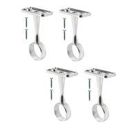 TERF® Lot de 4 supports de plafond en chrome poli pour tringle à rideaux jusqu'à 25 mm de diamètre - Support mural pour placard, armoire, tringle à rideau de douche