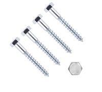 TERF® Lot de 4 vis tire-fond M12 x 150 mm à tête hexagonale M12 (12 mm) x 150 mm pour bois, maçonnerie, brique, béton, fixation murale, antenne parabolique, support TV, clôture, étagères, terrasse