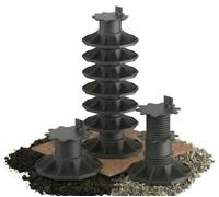 Tergato Lot de 20 plots réglables en hauteur de 65 à 130 mm avec 20 vis en acier inoxydable - Fabriqué en Allemagne - Palier de terrasse pour WPC, bois et aluminium - Pieds réglables