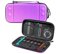 TERIOS Étui de transport avec emplacements pour cartes de jeu et micro SD pour Switch2 et OLED (dégradé x violet clair)