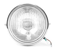 Terisass Phare Avant 12V 35W Rétro Moto LED Phare Avant 5.75 Pouce Argent Coquille Blanc Lentille Tête Moto Ampoules Accessoires Univesal+Phare LED Moto+Phare LED Moto Phare LED