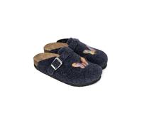 Terlik Sabo Cork Sole ST1071 Felt Sabots Mules Chaussons Chaussures, Femme, Papillon Bleu Marine, EU 40