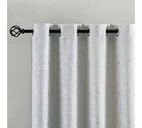TERLYTEX Lot de 2 Rideaux Blancs et argentés de 160 cm de Long - Feuille métallique Scintillante pour Chambre à Coucher - Isolation Thermique avec œillets - 132,1 x 160 cm - Blanc grisâtre
