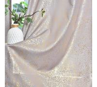 TERLYTEX Lot de 2 Rideaux Gris et dorés de 241,3 cm de Long pour Salon, Rideaux Semi-Transparents à Pois dorés métallisés, 132,1 x 241,3 cm, Gris doré