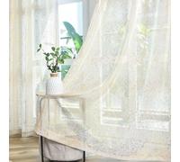 TERLYTEX Lot de 2 Rideaux Transparents dorés de 213,4 cm de Long pour Salon, Rideaux Taupe Scintillants, avec Passe-Tringle, filtrant la lumière, 132,1 x 213,4 cm, Taupe doré