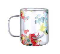 Termal Glass Cups - Tasse en verre de fleurs transparente de 250 ml, tasse de boisson décorative | tasse de café esthétique avec poignée, élégant verre à boire pour eau de lait de jus, parfait