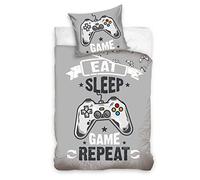 termana Parure de lit pour Enfants Gaming/Gamer - Housse de Couette 135x200 cm + taie d'oreiller 80x80 cm