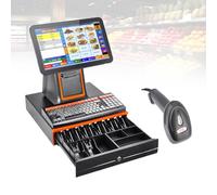 Terminal Point de Vente,Caisse Enregistreuse Tactile-Système POS,Processeur i5-RAM 8Go-SSD 128Go-Imprimante de Ticket pour Café-Epicerie-Salon de Coiffure-Petite-Station(Black,58mm)