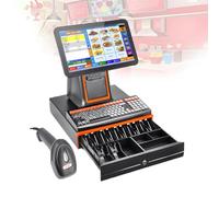 Terminal Point de Vente,Système POS-Caisse Enregistreuse Tactile,i5 Grade-8Go DDR3-128Go SSD-Imprimante de Reçus pour Kiosque-Supermarché-Commerce-Magasin de Vêtement-Mode(Black,80mm)