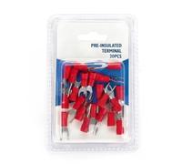 Terminal pré-isolé rouge SV1.25-4, 20 pcs/blister, idéal pour les connexions électriques, assurant sécurité et fiabilité à chaque utilisation.