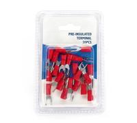 Terminal pré-isolé SV1.25-4 rouge, idéal pour les connexions électriques sécurisées. Livré avec blister de 20 pièces, parfait pour les applications électriques professionnelles.