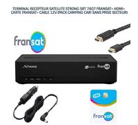 TERMINAL RECEPTEUR SATELLITE EUTELSAT STRONG SRT 7407 FRANSAT+ HDMI+ CARTE FRANSAT+ CABLE 12V (PACK CAMPING CAR! SANS PRISE SECTEUR)