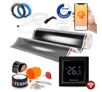 Termofol Chauffage Electrique par le Sol Set - Tapis Chauffant avec H6 Wifi Black Thermostat 230V - Chauffage d'appoint Puissance 80W/m2 - Surface 18 m² - Plancher Chauffant Electrique