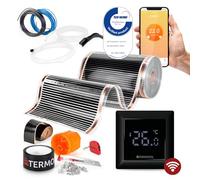 Termofol Chauffage Electrique par le Sol Set - Tapis Chauffant avec H6 Wifi Black Thermostat 230V - Chauffage d'appoint Puissance 80W/m2 - Surface 18 m² - Plancher Chauffant Electrique