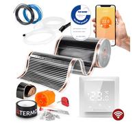 Termofol Chauffage Electrique par le Sol Set - Tapis Chauffant avec H6 Wifi Thermostat 230V - Chauffage d'appoint Puissance 80W/m2 - Surface 24 m² - Plancher Chauffant Electrique