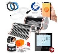 Termofol Chauffage Electrique par le Sol Set Tapis Chauffant avec WiFi Noir Thermostat 230V - Chauffage d'appoint Puissance 220 W/m2 - Surface 14 m² - Plancher Chauffant Electrique